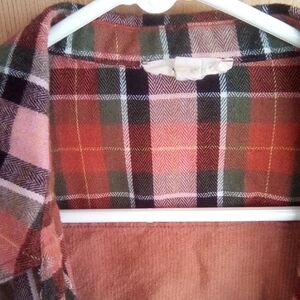 Easel Red and Green Plaid Button Down Shirt